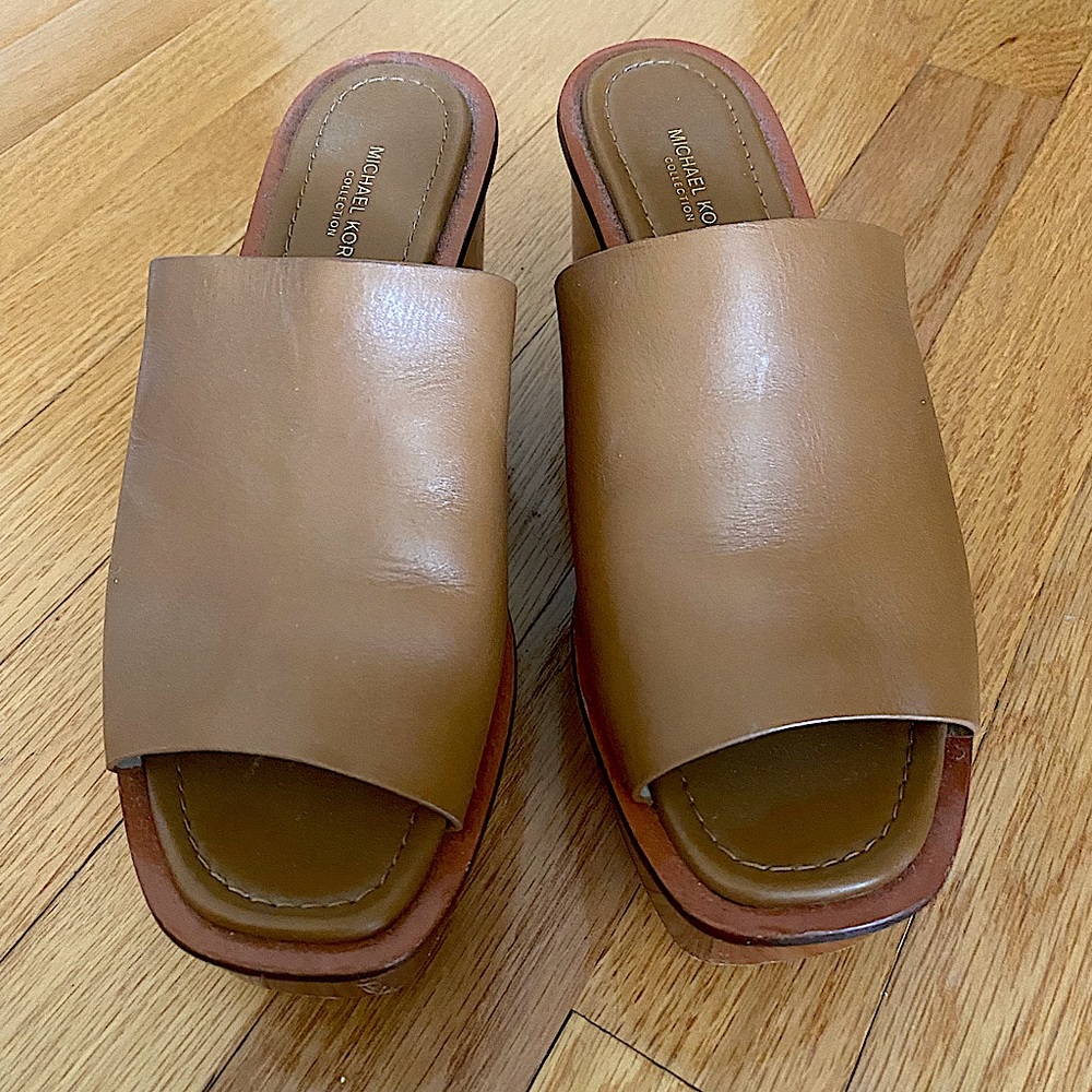 Michael Kors collection platform heels, brown